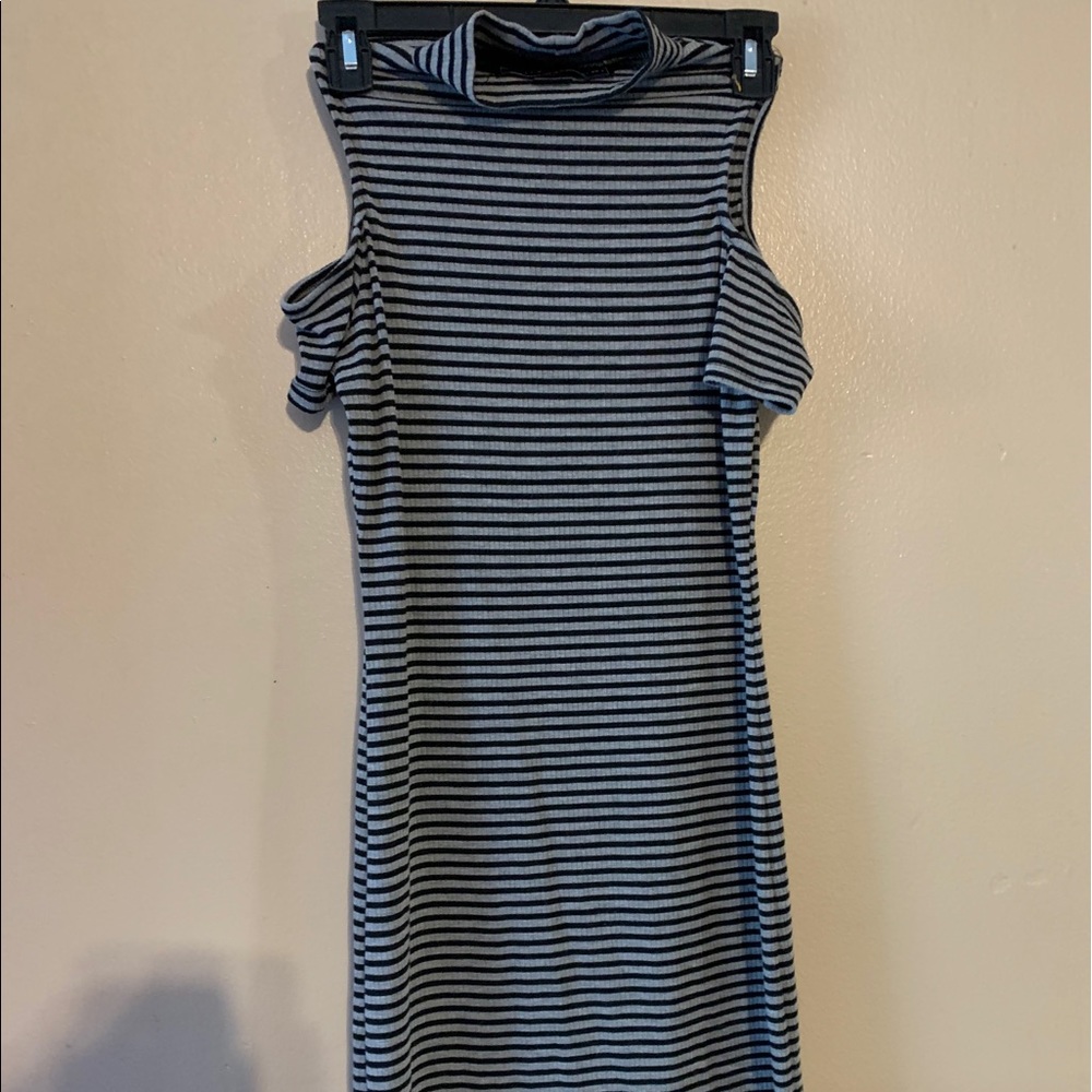 Black & Gray Striped Dress